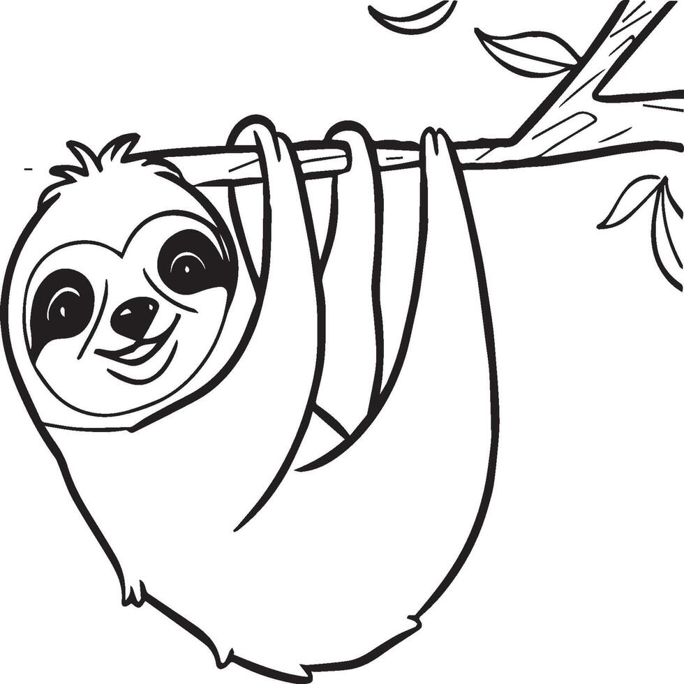 Sloth coloring pages. Sloth animal outline for coloring book vector