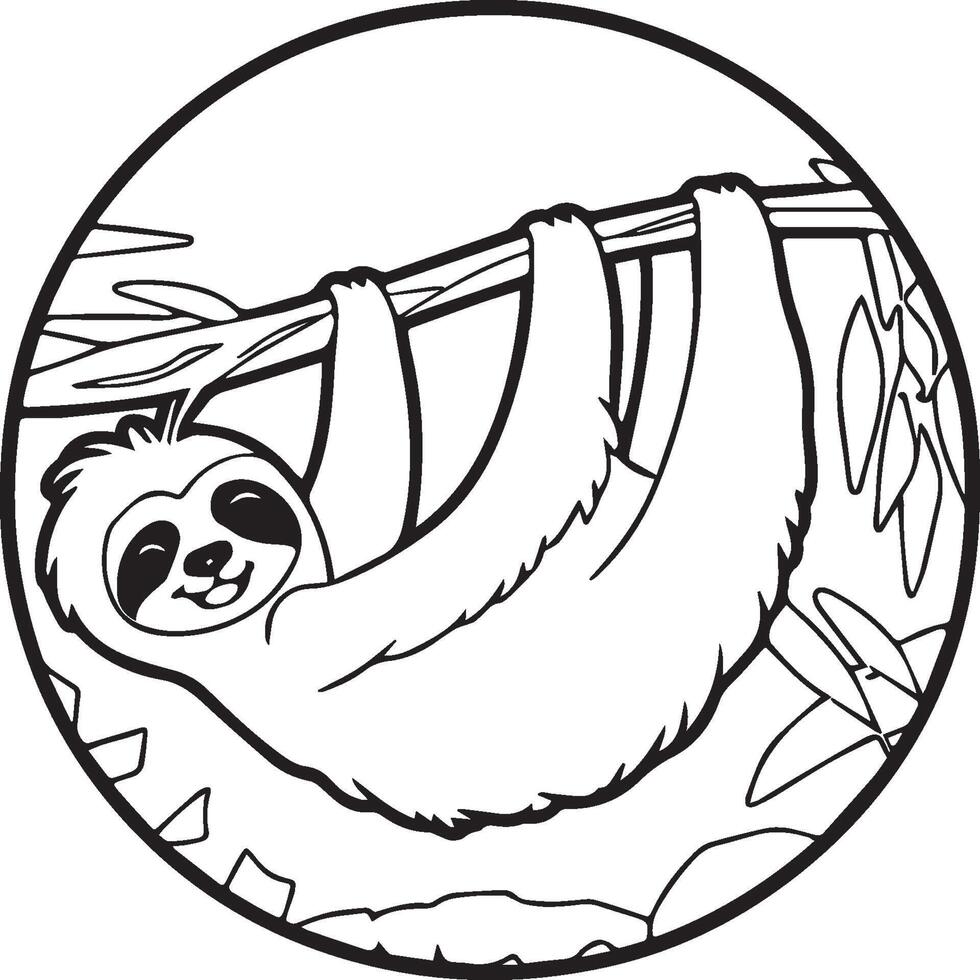 Sloth coloring pages. Sloth animal outline for coloring book vector