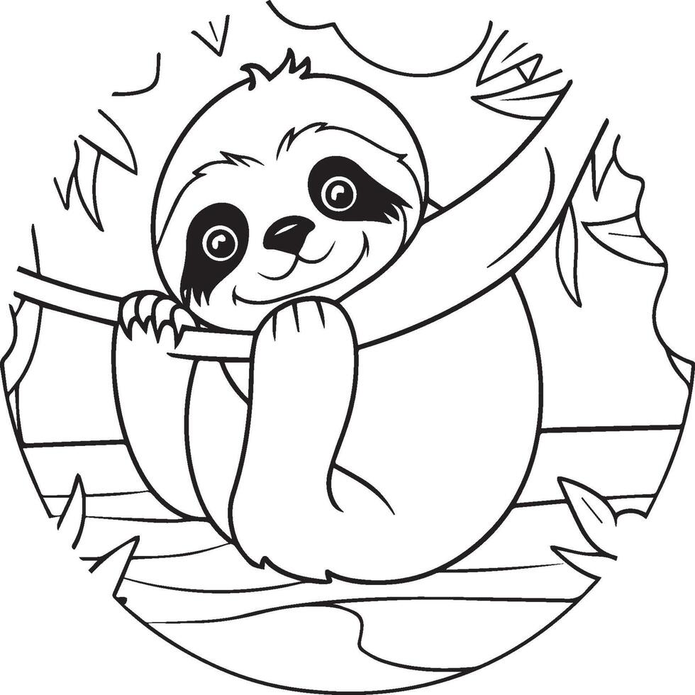 Sloth coloring pages. Sloth animal outline for coloring book vector