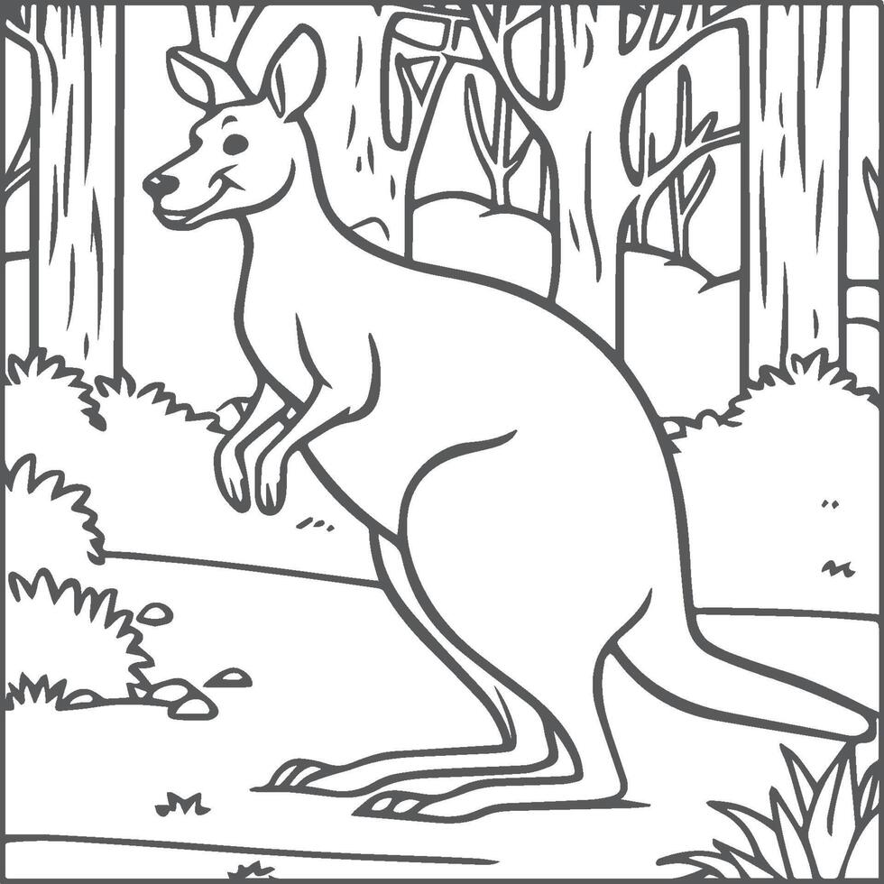 Kangaroo coloring pages. Kangaroo animal outline for coloring book vector