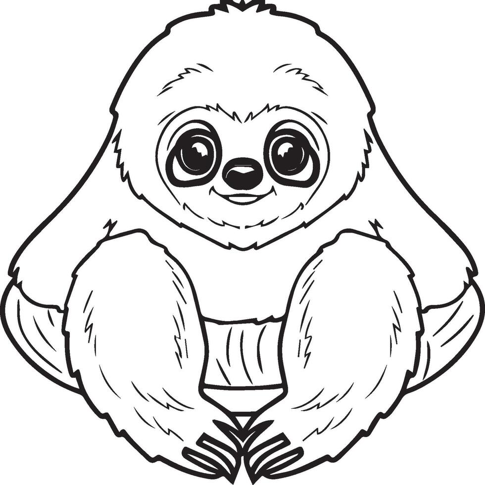 Sloth coloring pages. Sloth animal outline for coloring book vector