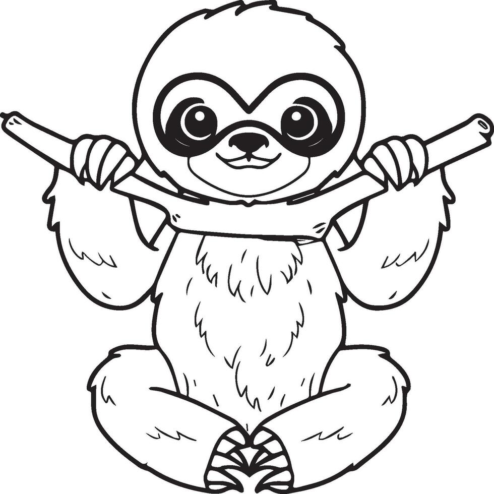 Sloth coloring pages. Sloth animal outline for coloring book vector