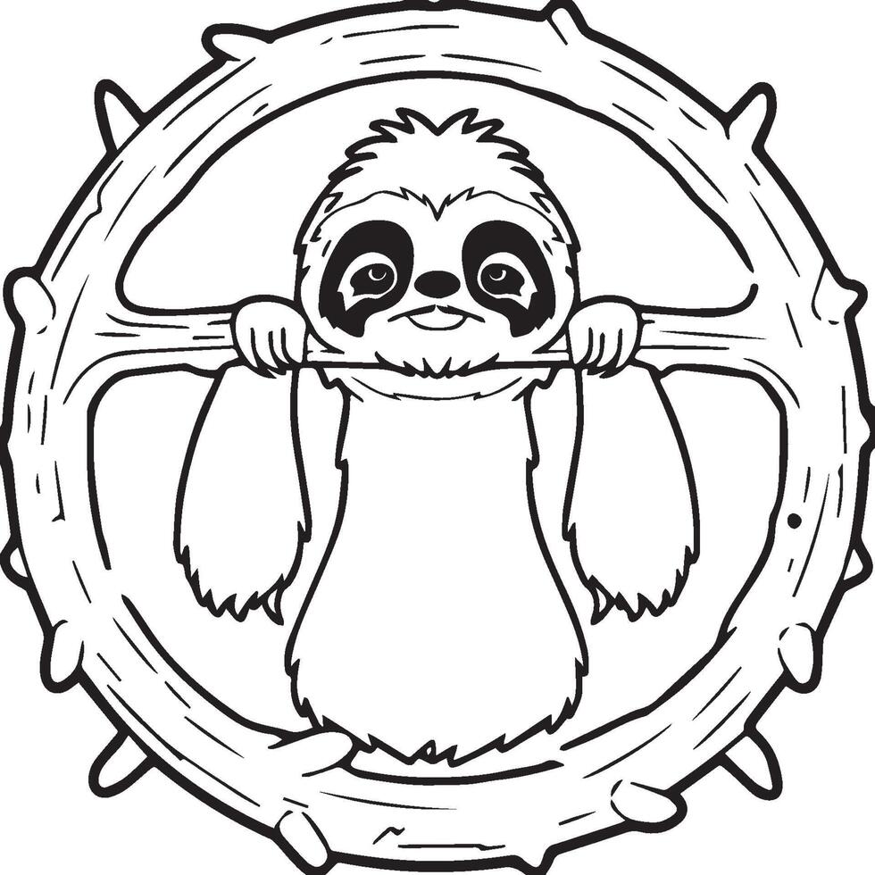 Sloth coloring pages. Sloth animal outline for coloring book vector