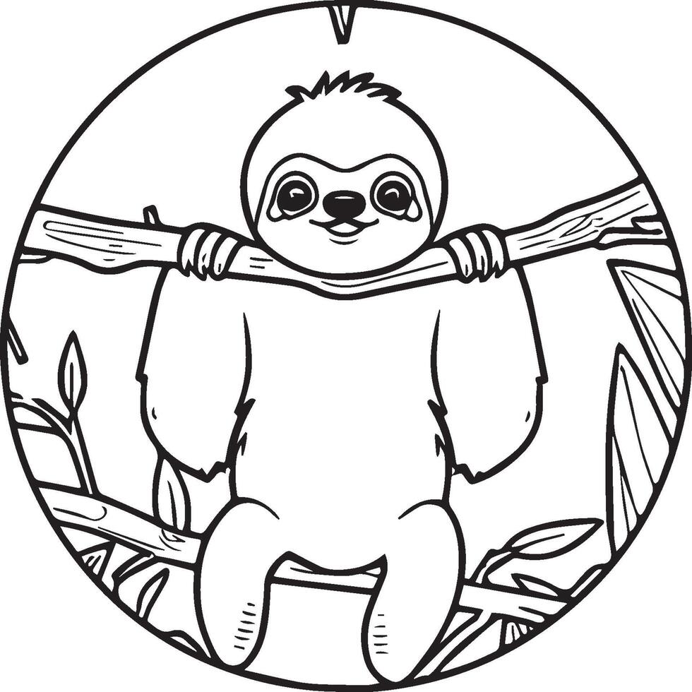 Sloth coloring pages. Sloth animal outline for coloring book vector