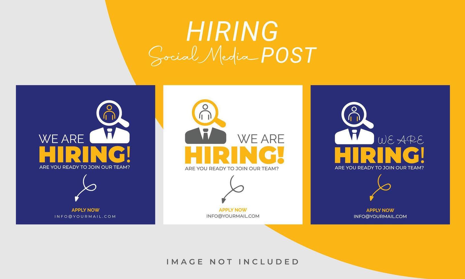 We are hiring job vacancy social media post banner design template, now we are hiring job poster square web banner design. vector