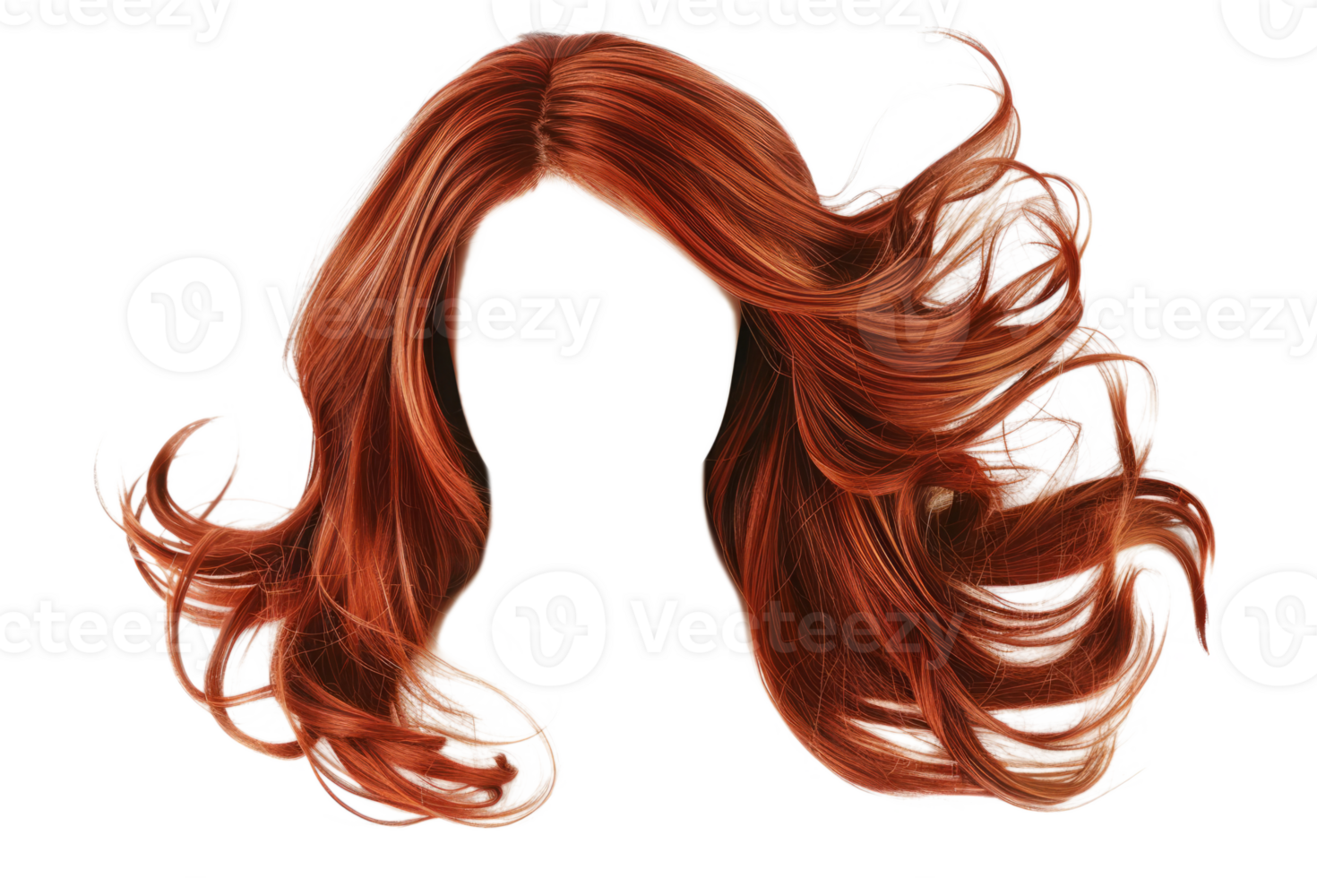 Brown curly hair wig isolated png