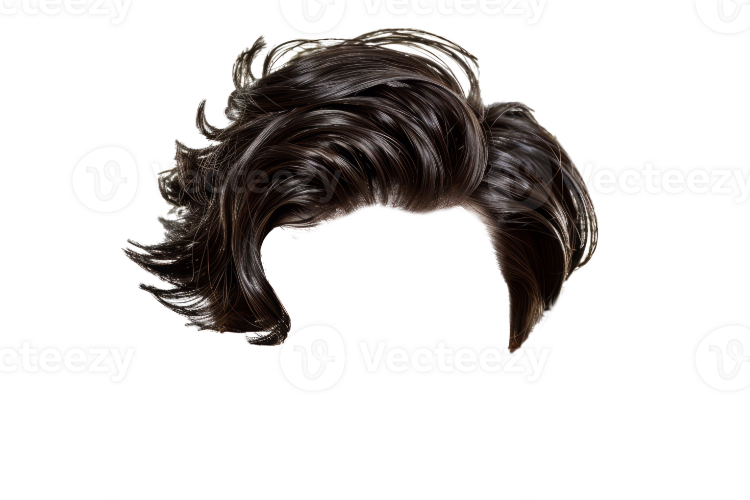 Black hair wig. Male hair coiffure png