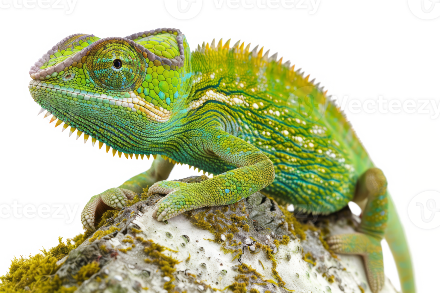 Vivid green chameleon. Close up shot of lizard png