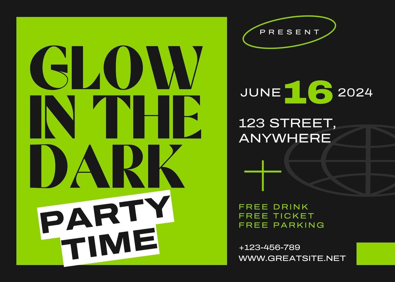 Glow in the Dark Party Card template