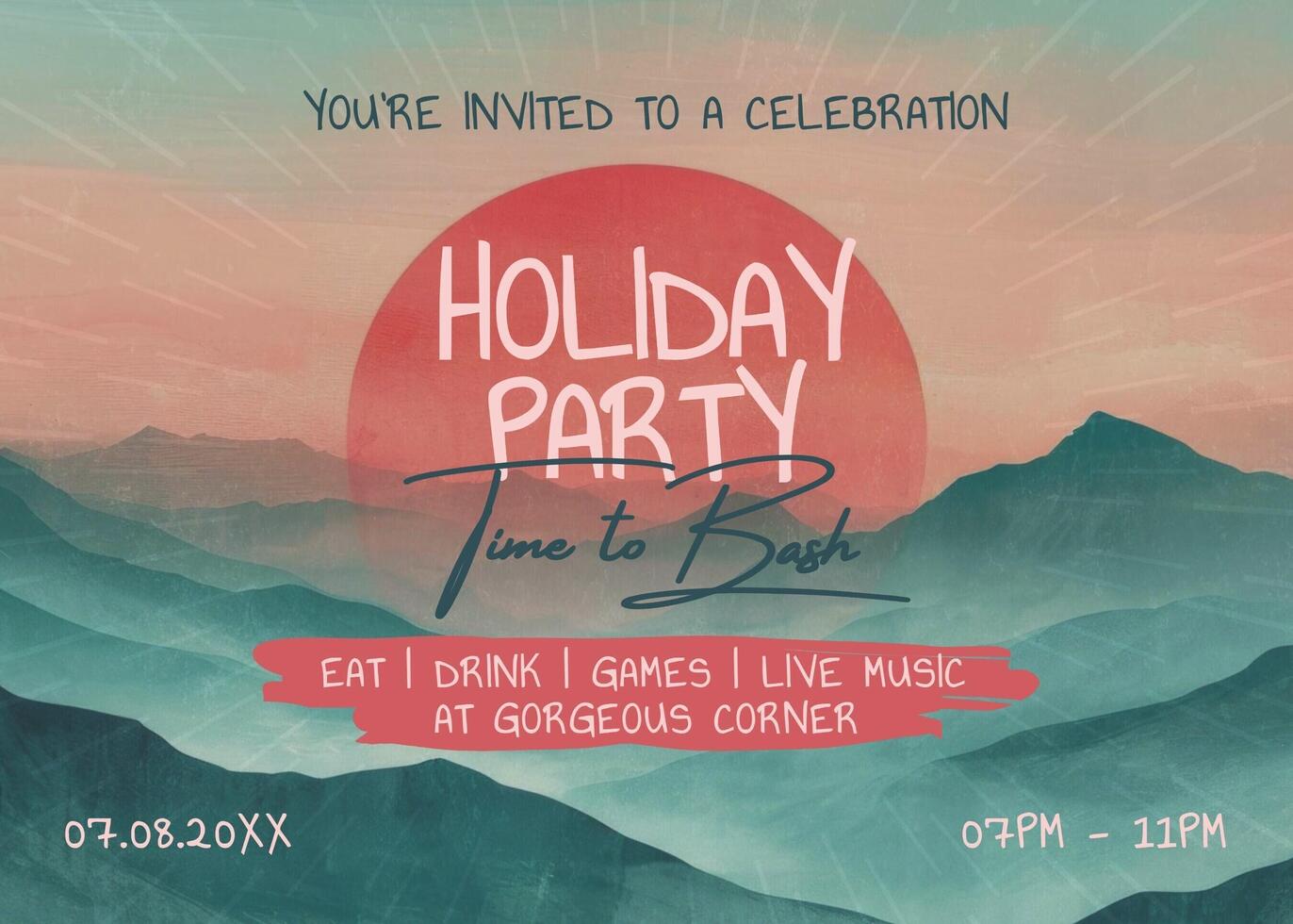 Holiday Party Invitation Landscape Template