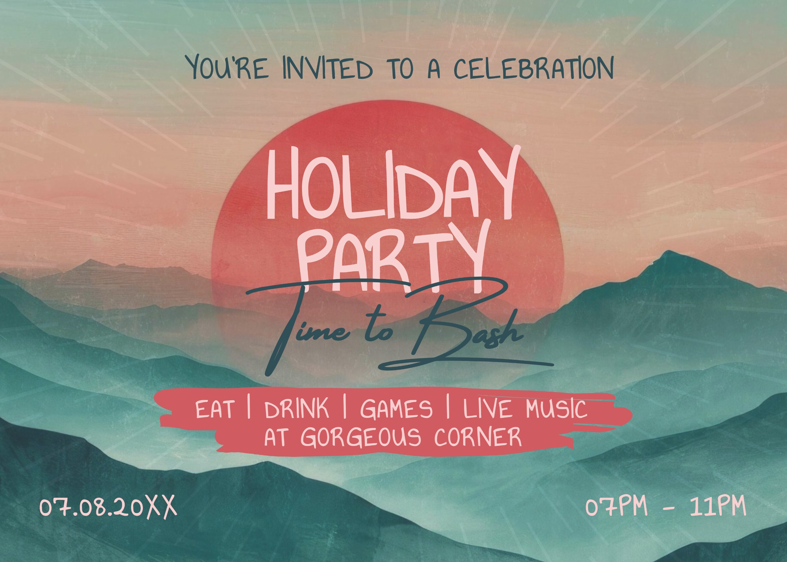 Holiday Party Invitation Landscape Template 43228631 Template