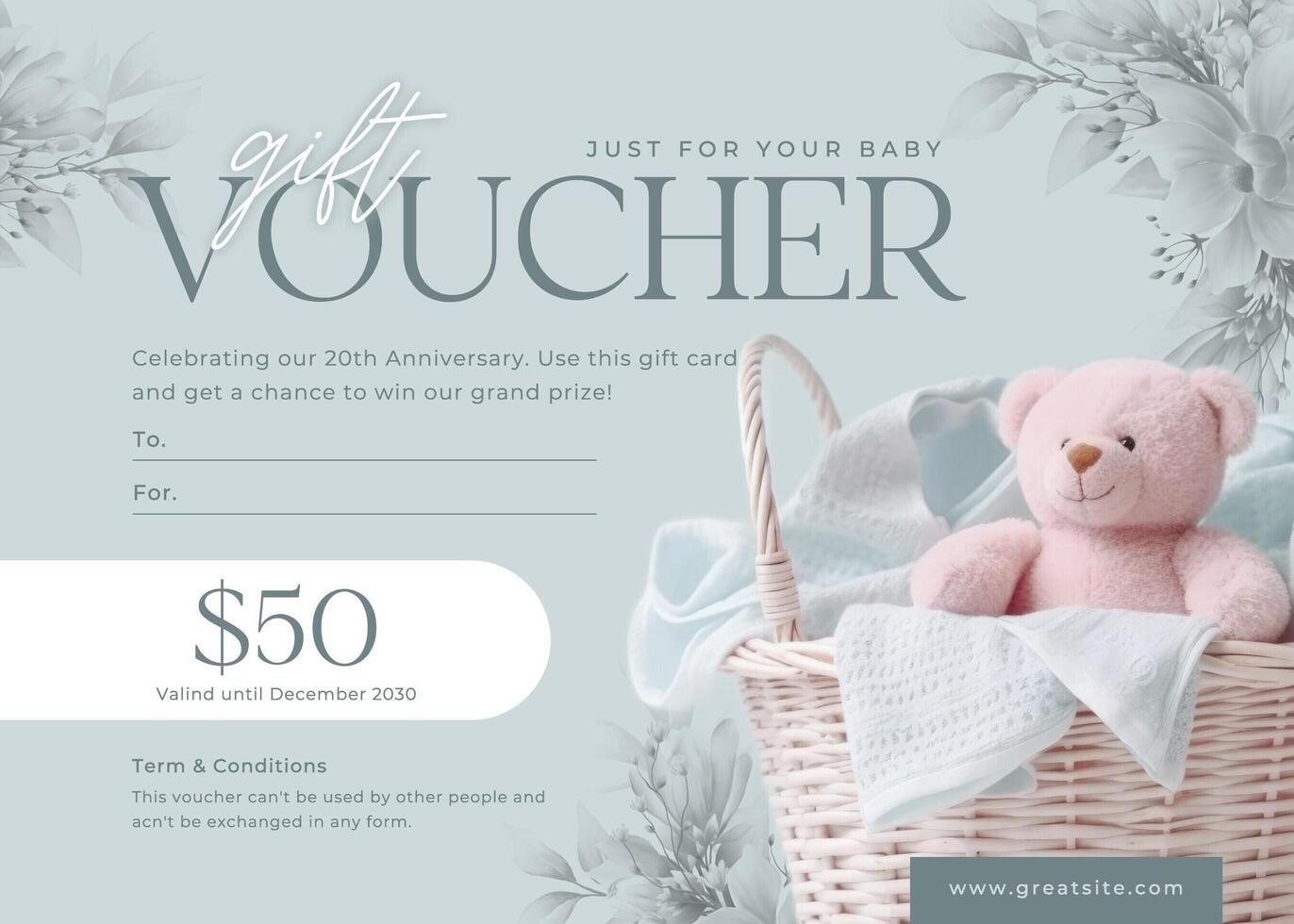 Minimalist Floral Baby Shower Gift Certificate template