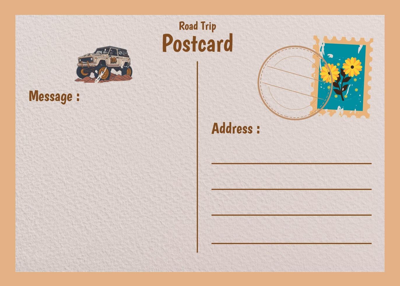 Road Trip Postcard in Vintage Style template