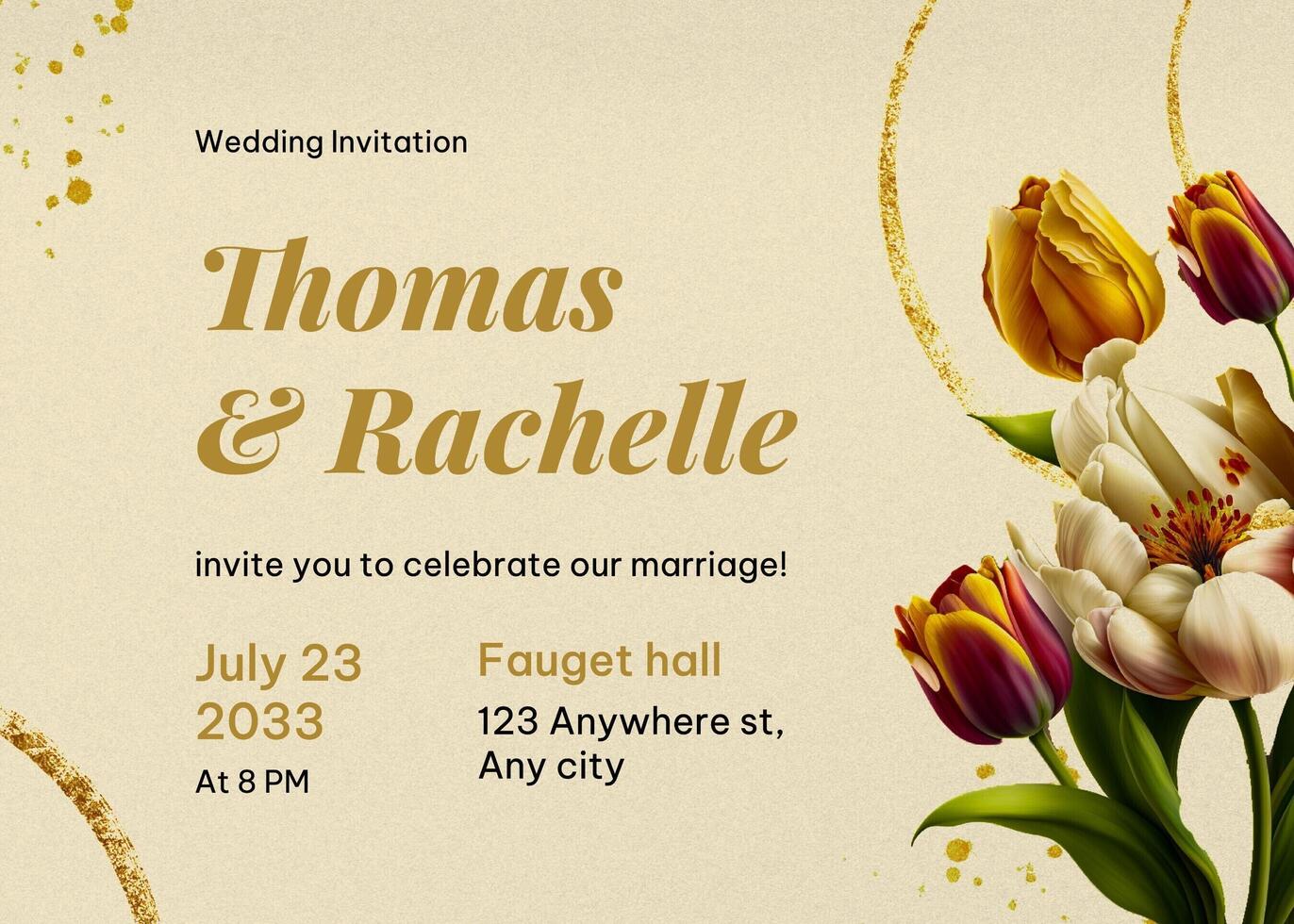 gold elegant wedding invitation template 43228949 Template