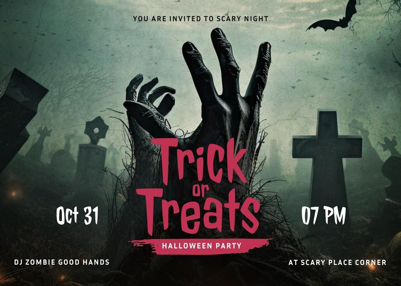 Trick or Threats Halloween Invitation Party Landscape Template