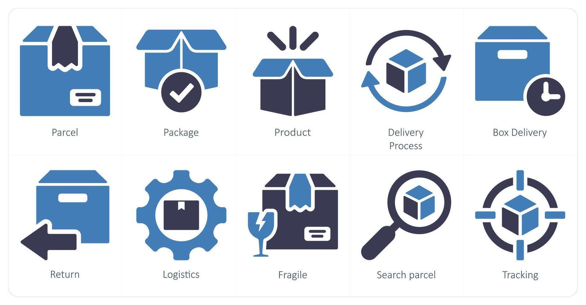 A set of 10 delivery icons as parcel, package, product vector