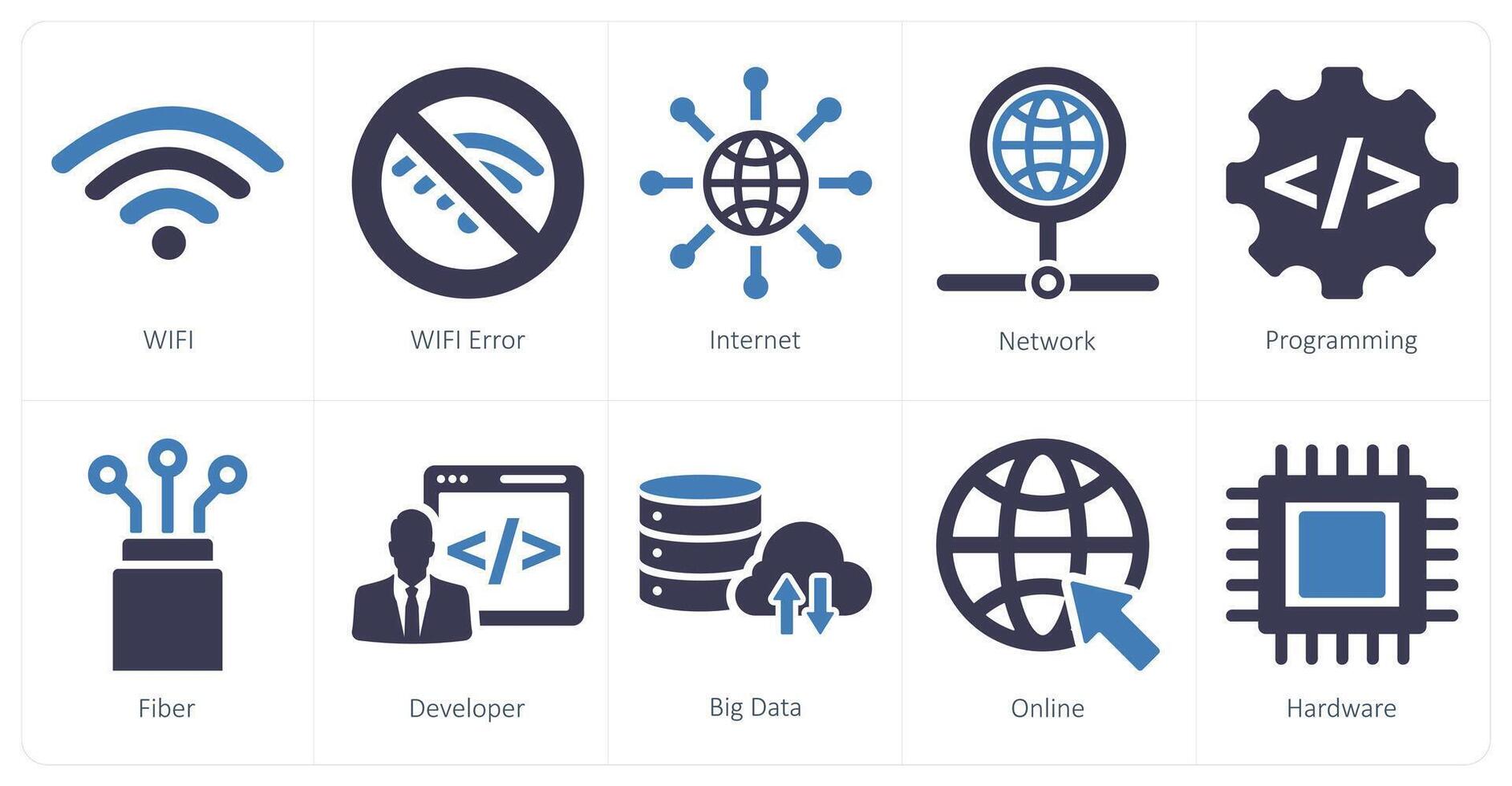 A set of 10 internet computer icons as wifi, wifi error, internet vector