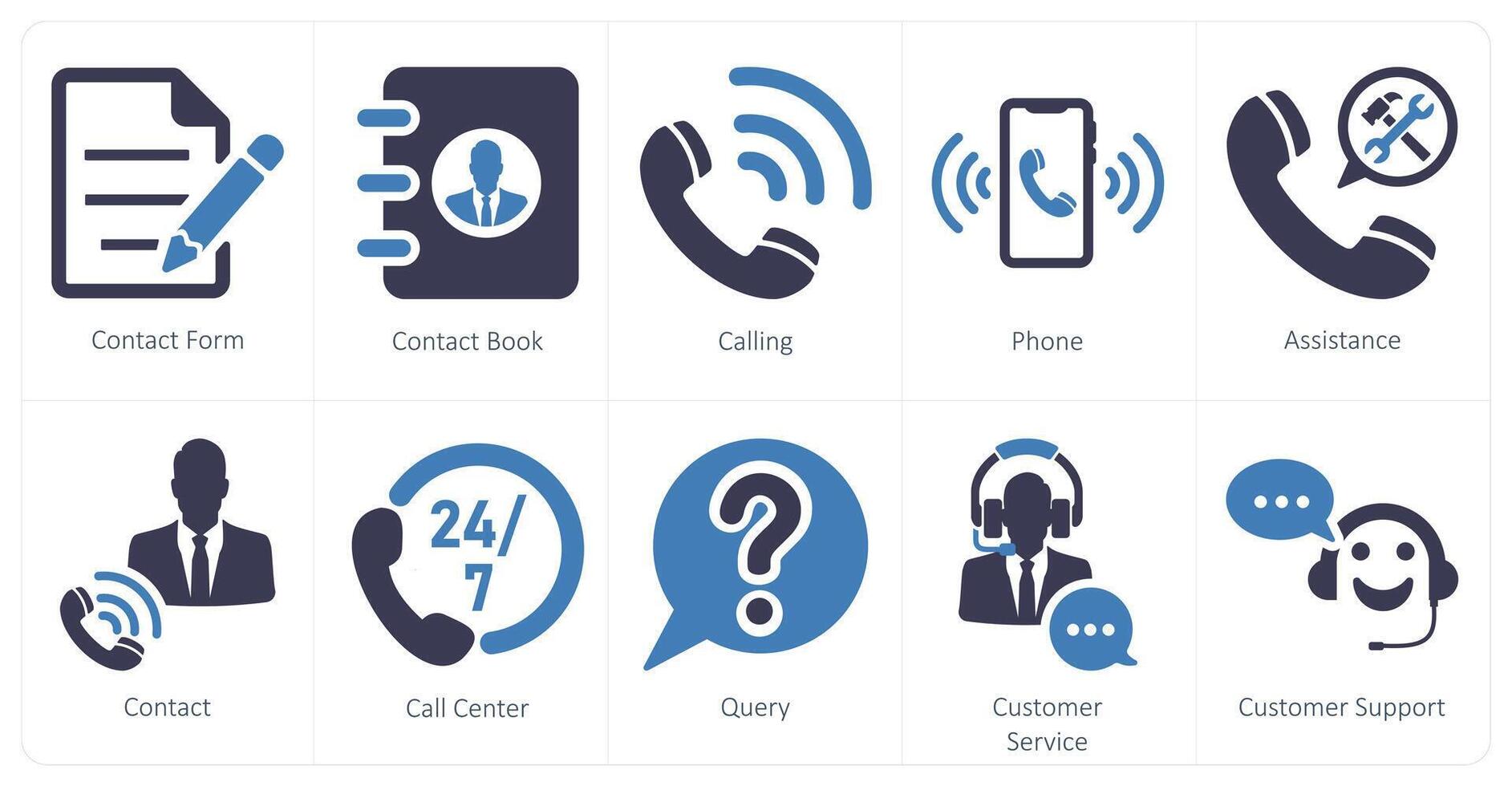 un conjunto de 10 contacto íconos como contacto forma, contacto libro, vocación vector