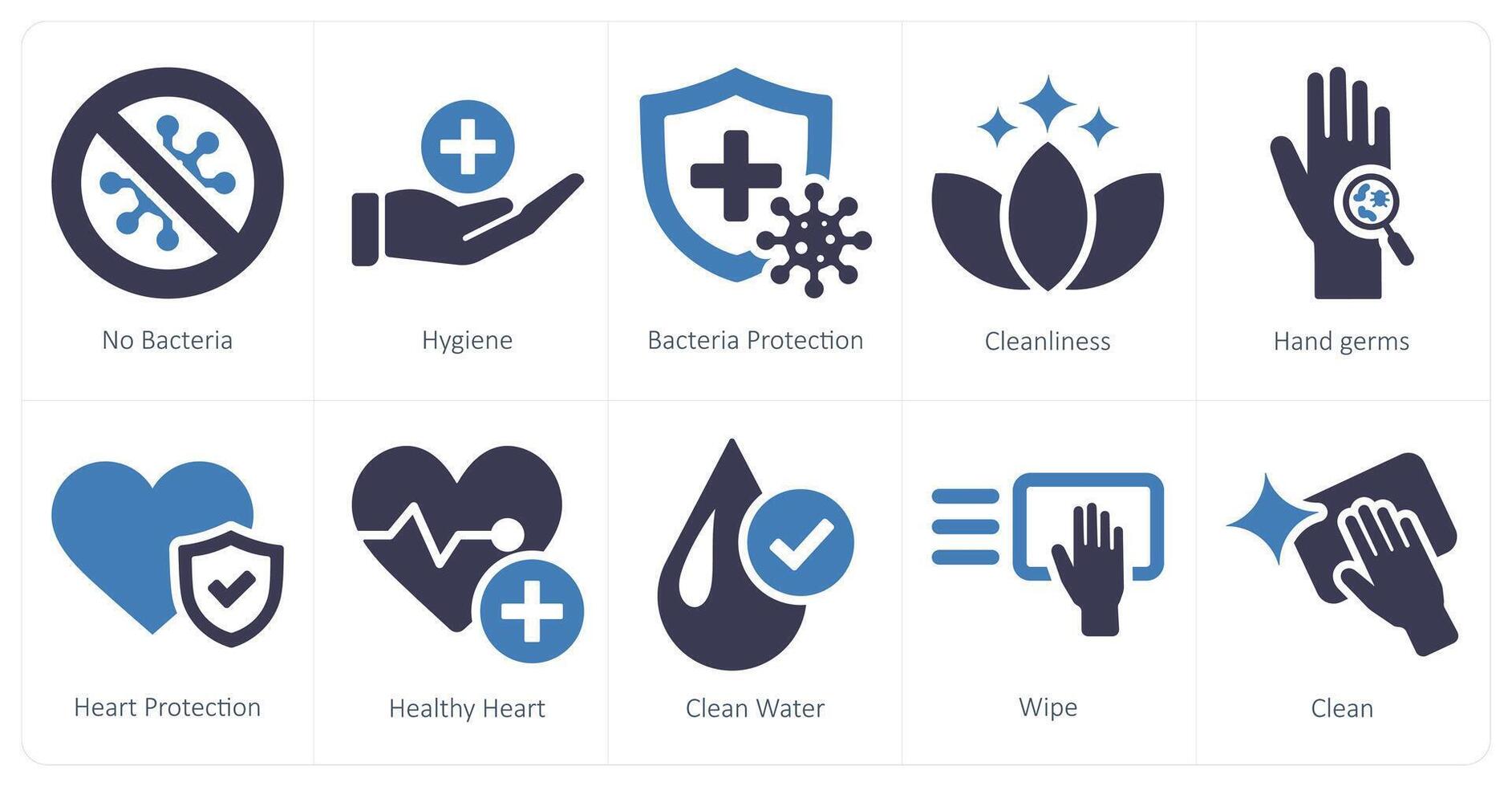 A set of 10 hygiene icons as no bacteria, hygiene, bacteria protection vector