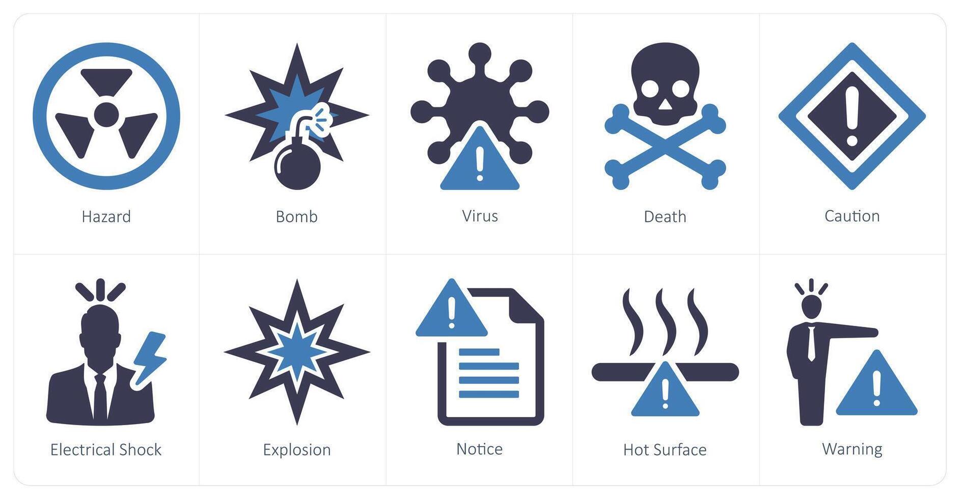 un conjunto de 10 peligro peligro íconos como peligro, bomba, virus, muerte vector