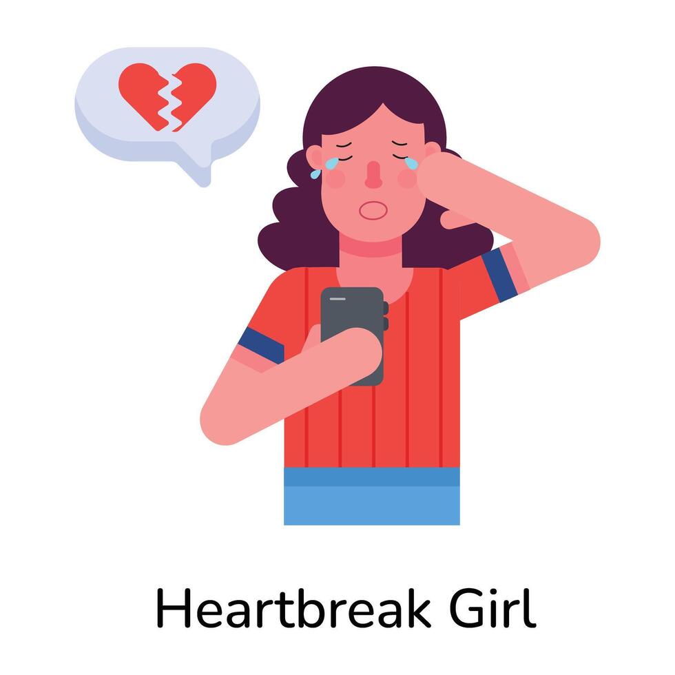 Trendy Heartbreak Girl vector