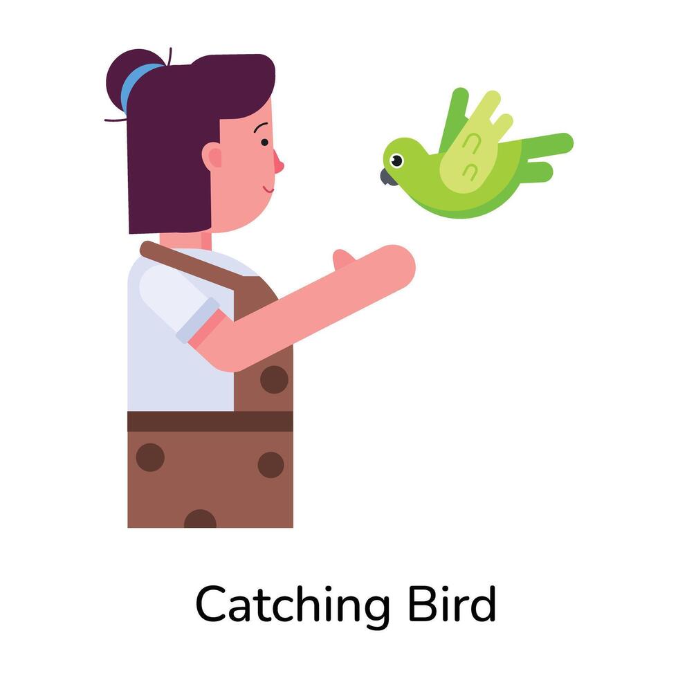 Trendy Catching Bird vector