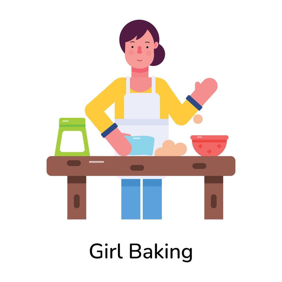 Trendy Girl Baking vector