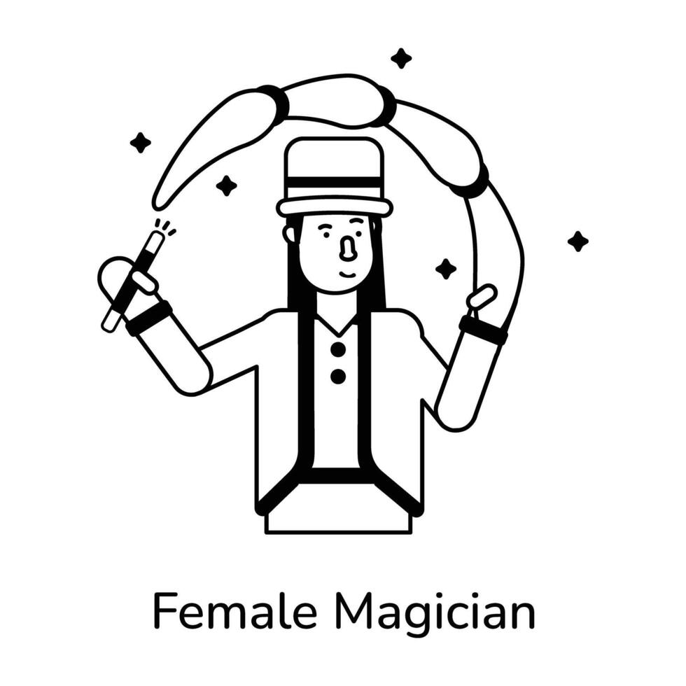 Trendy Female Magician vector