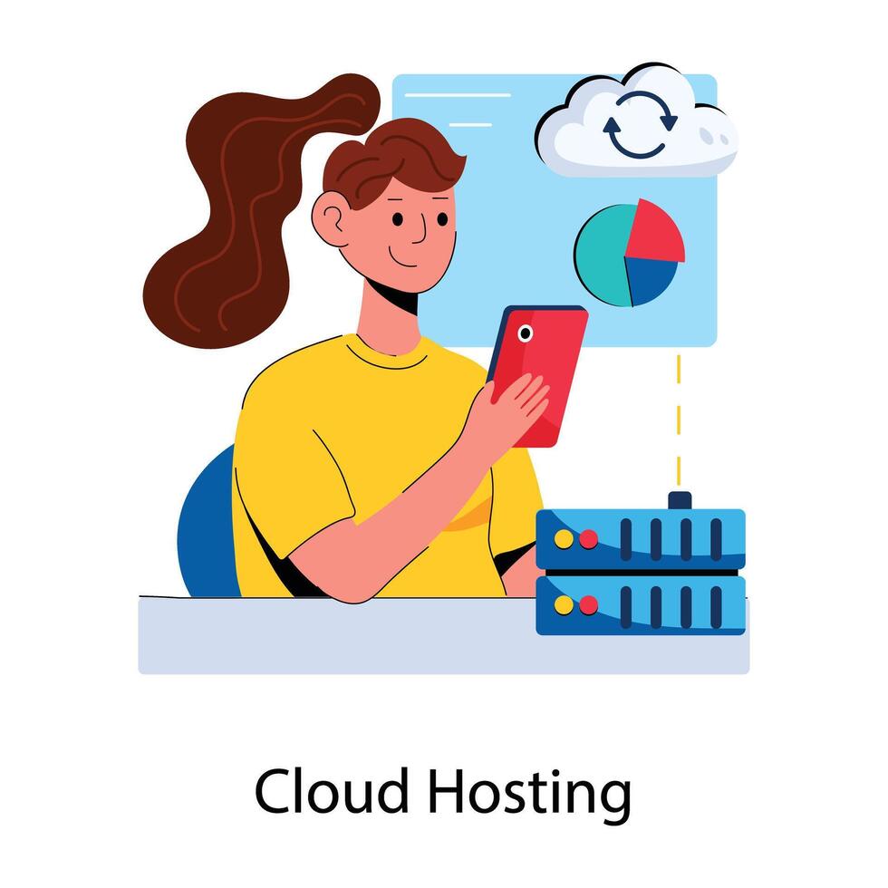 Trendy Cloud Hosting vector