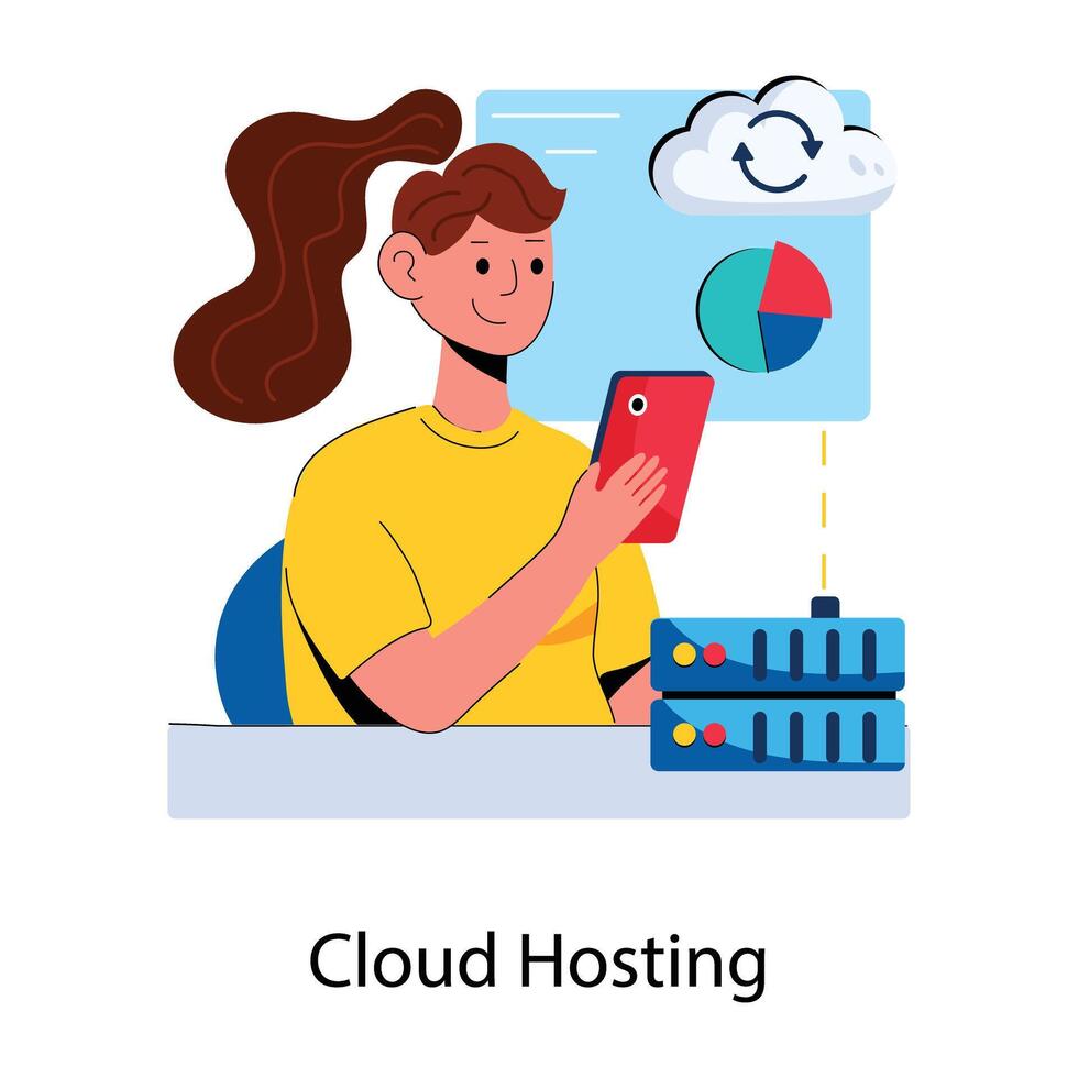 alojamiento en la nube de moda vector