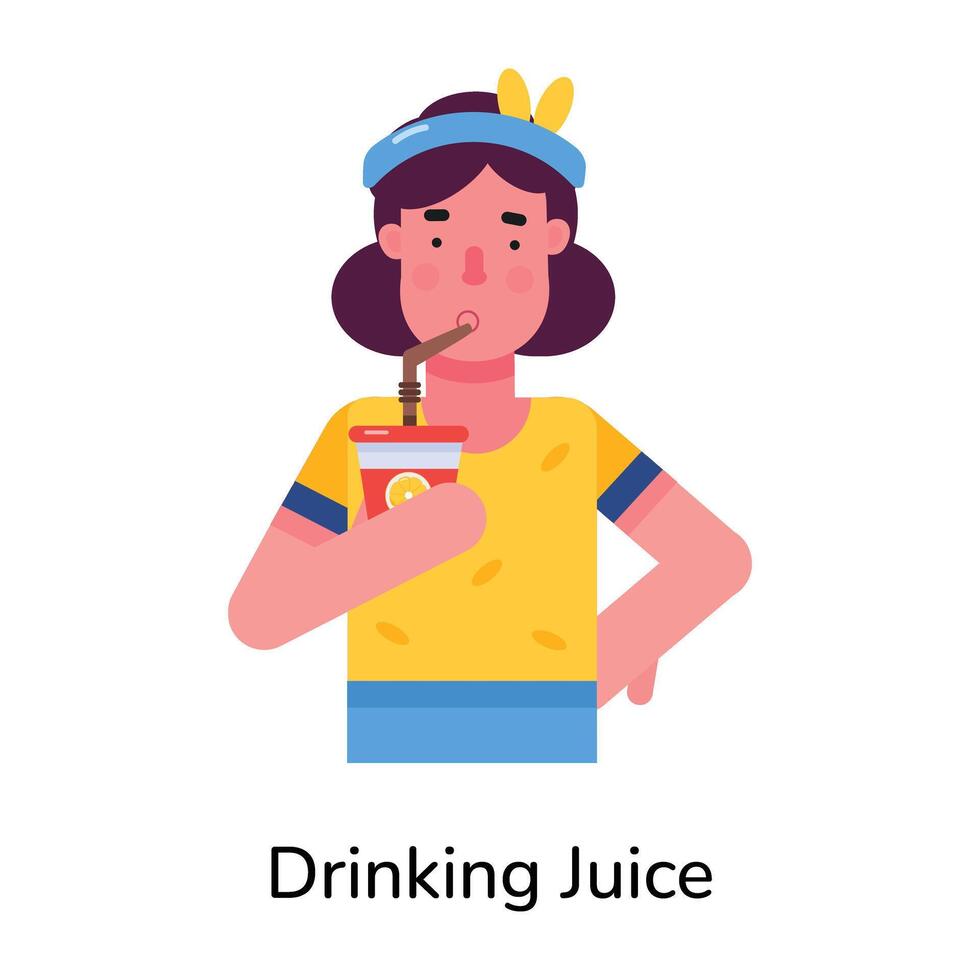 Trendy Drinking Juice vector