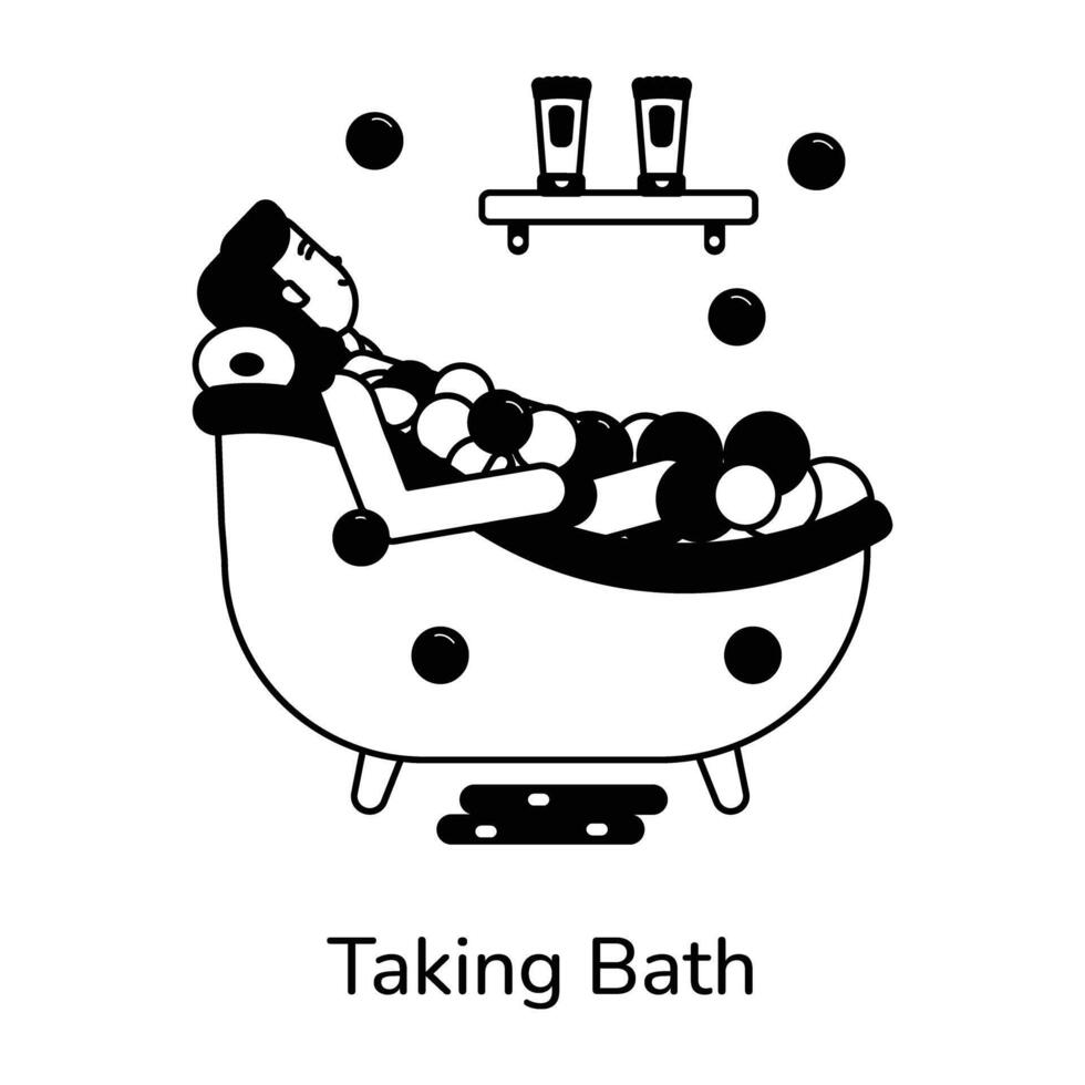Trendy Taking Bath vector