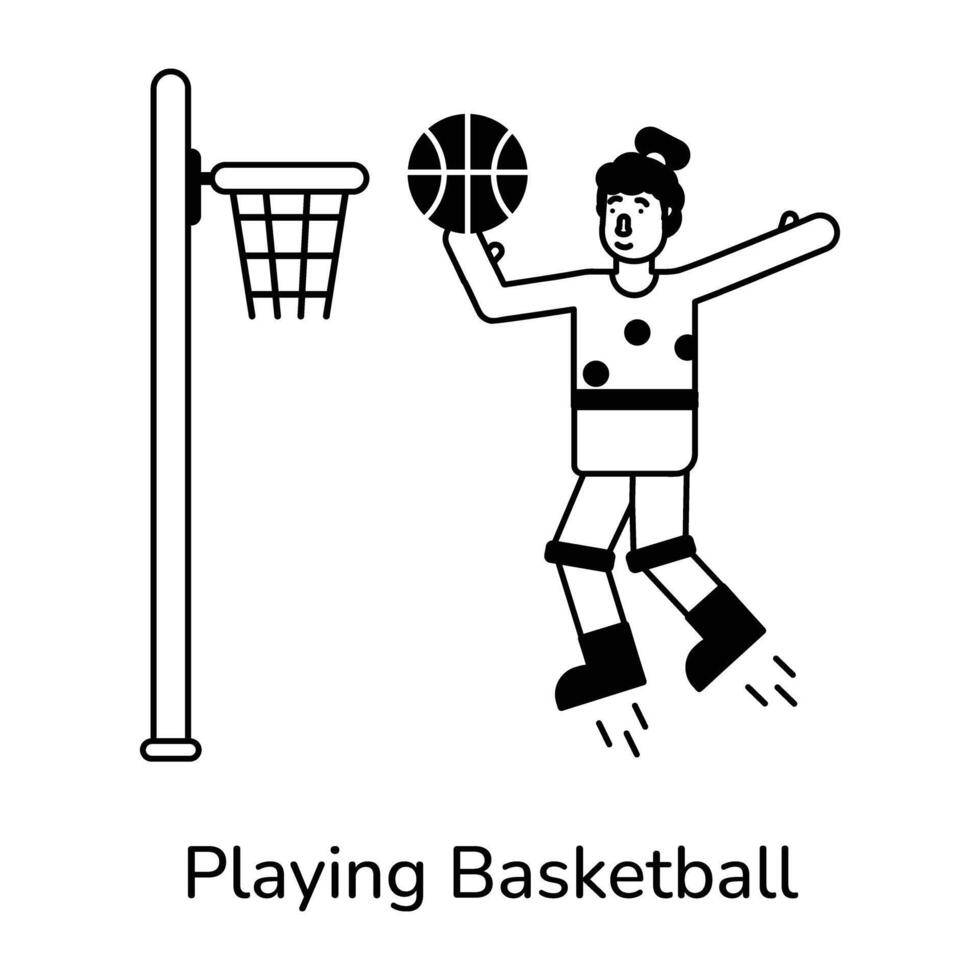 Trendy Playing Basketball vector