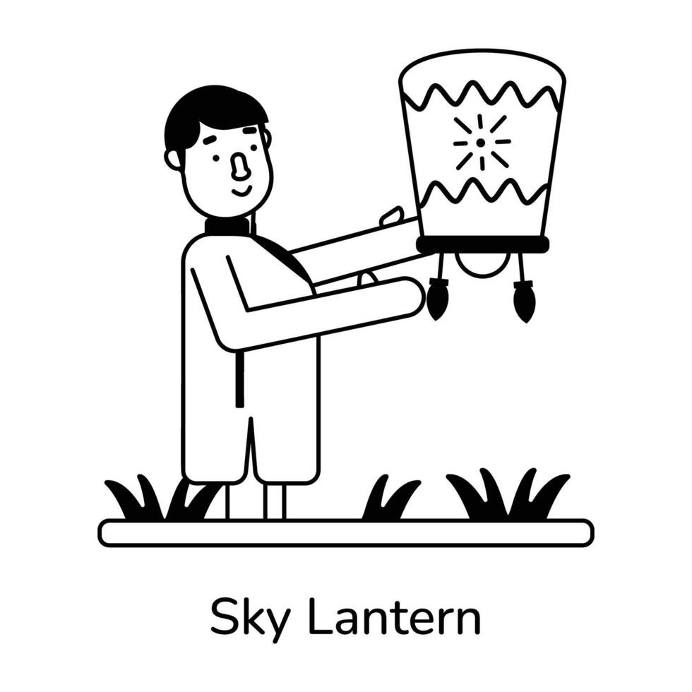 Trendy Sky Lantern vector