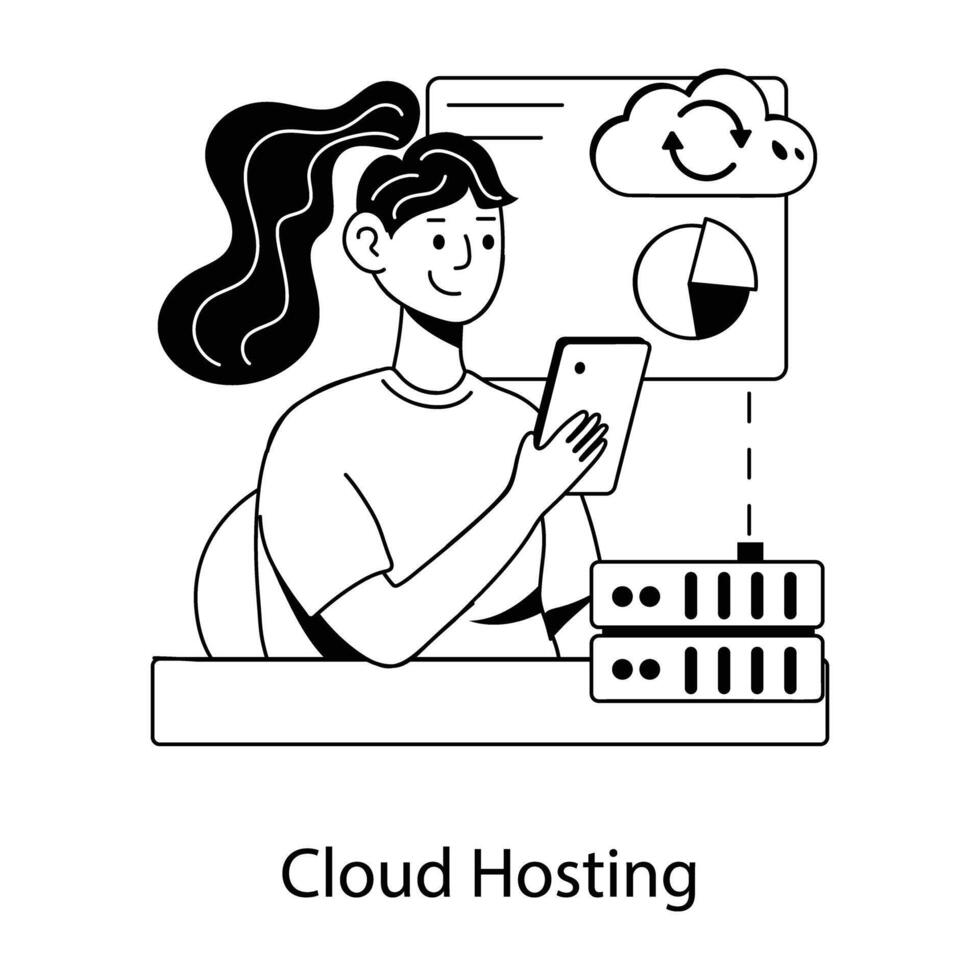 Trendy Cloud Hosting vector