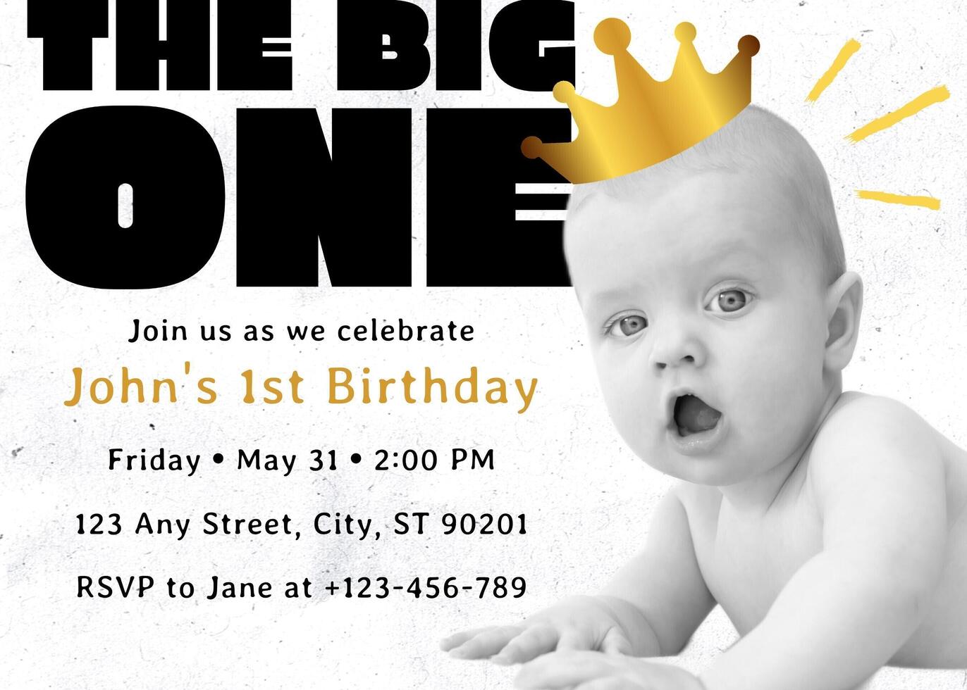 Minimalist 1st Birthday Invitation Card Template 43229451 Template