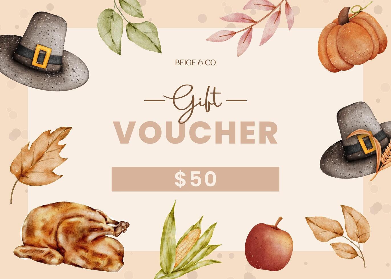 Thanksgiving Gift Voucher template