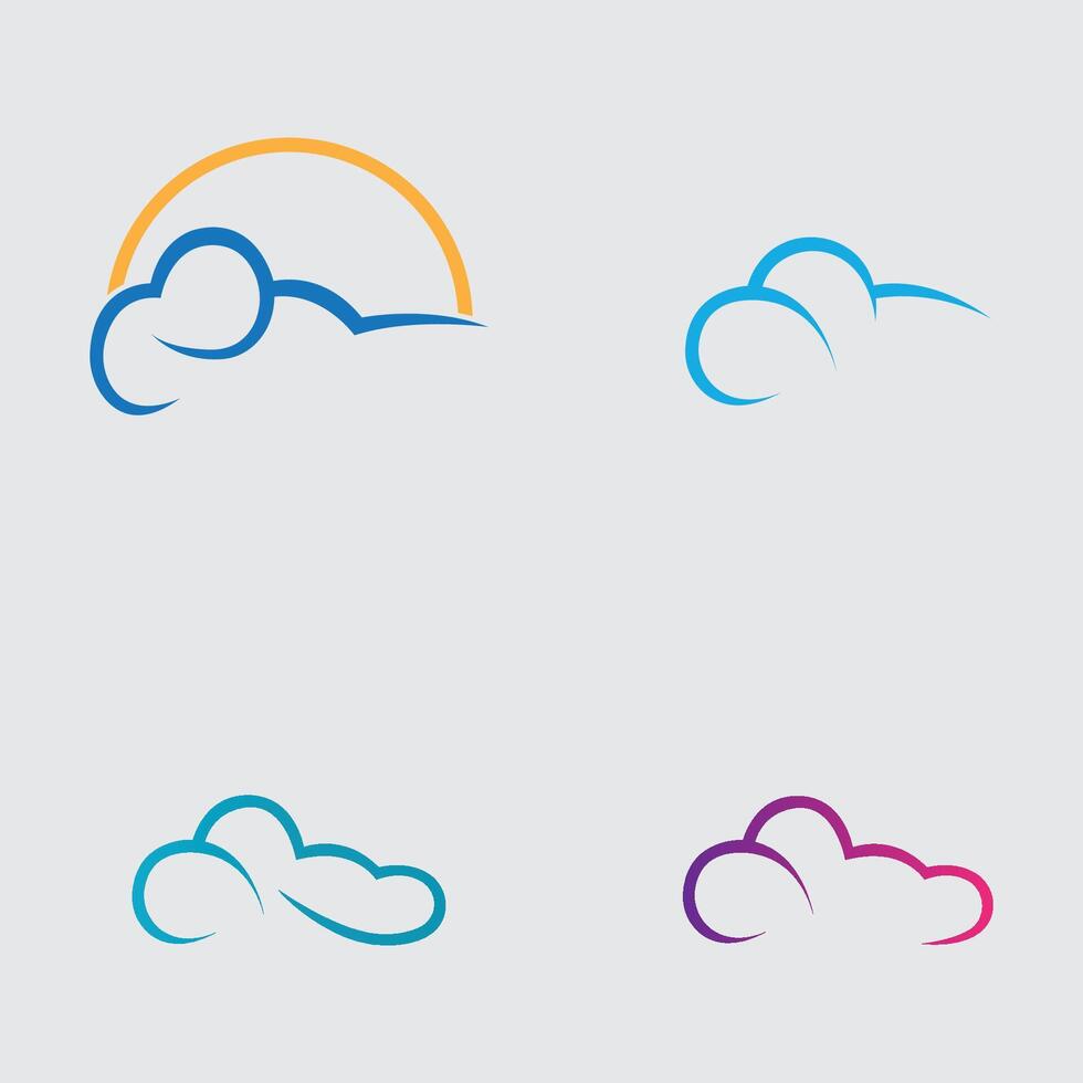 collection of simple cloud logos and symbols isolated on gray background vector