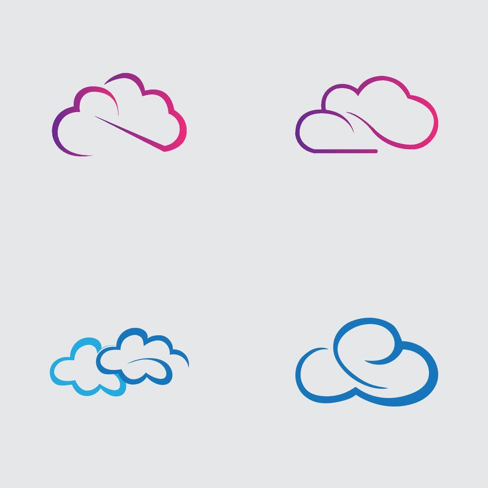 collection of simple cloud logos and symbols isolated on gray background vector