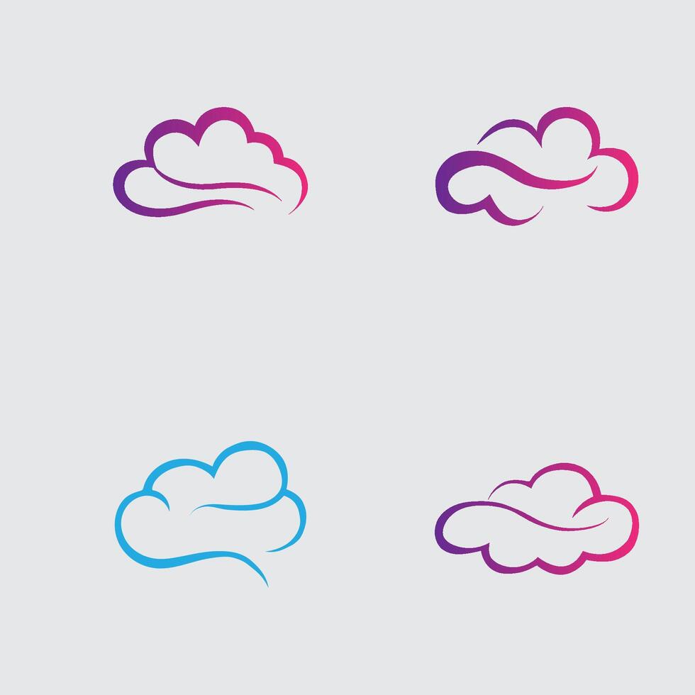 collection of simple cloud logos and symbols isolated on gray background vector