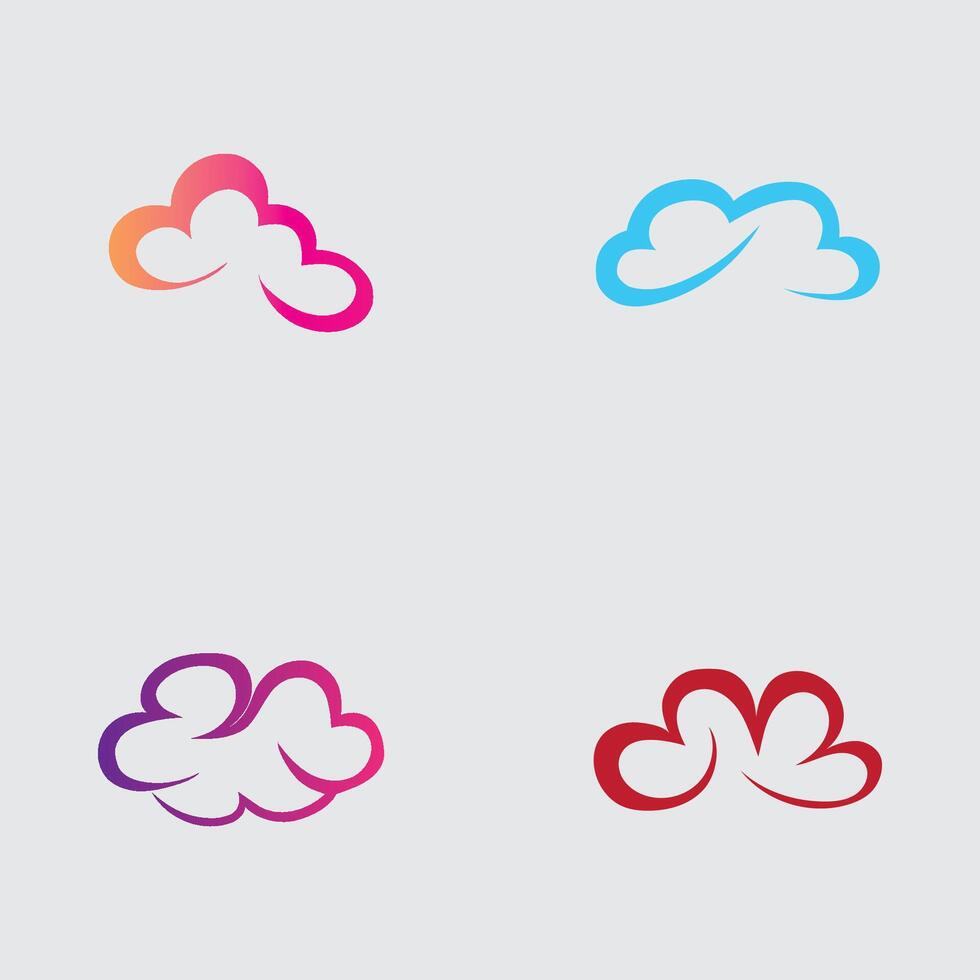 collection of simple cloud logos and symbols isolated on gray background vector
