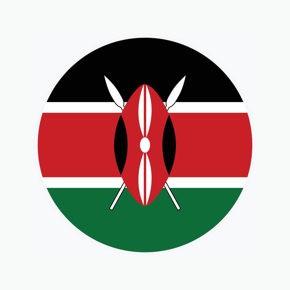 National Flag of Kenya. Kenya Flag. Kenya Round flag. vector