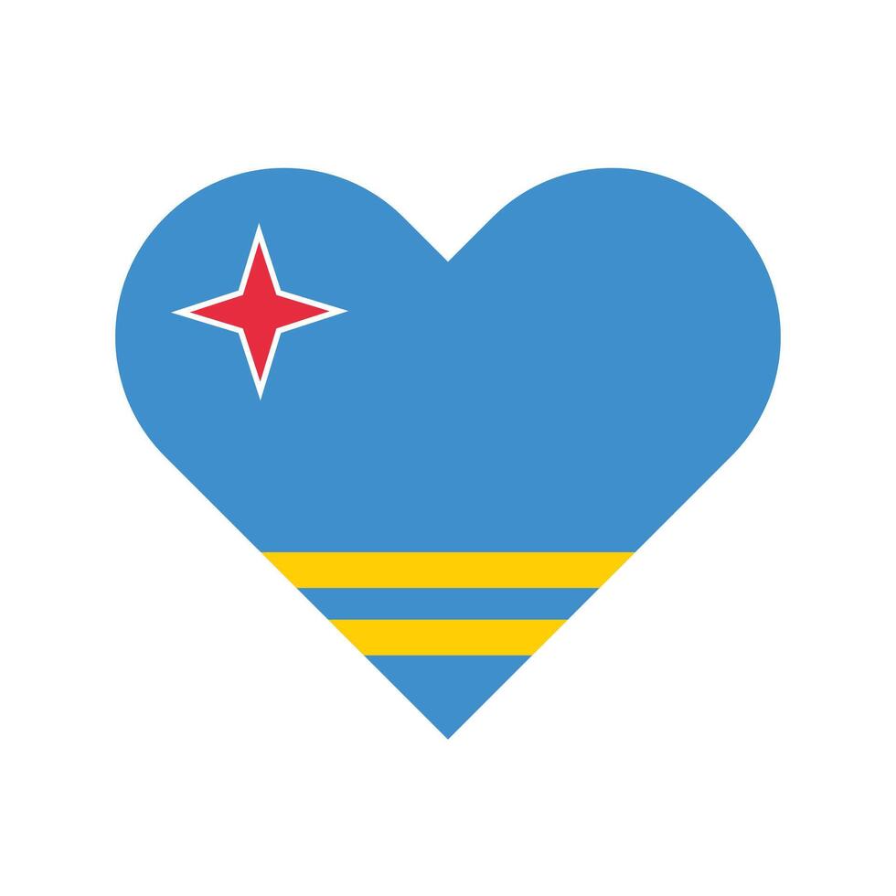 National flag of Aruba. Aruba Flag. Aruba Heart flag. vector