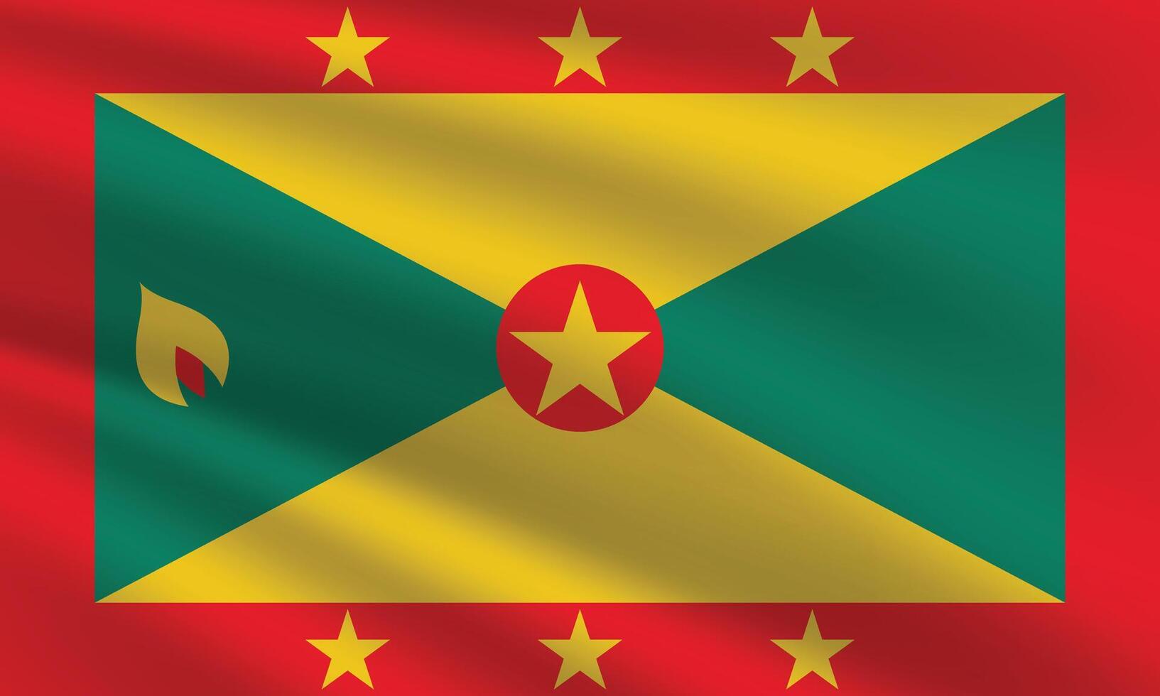 National flag of Grenada. Grenada Flag. Waving Grenada flag. vector