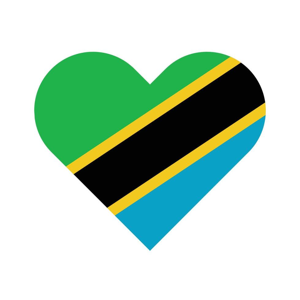 National Flag of Tanzania. Tanzania Flag. Tanzania Heart flag. vector