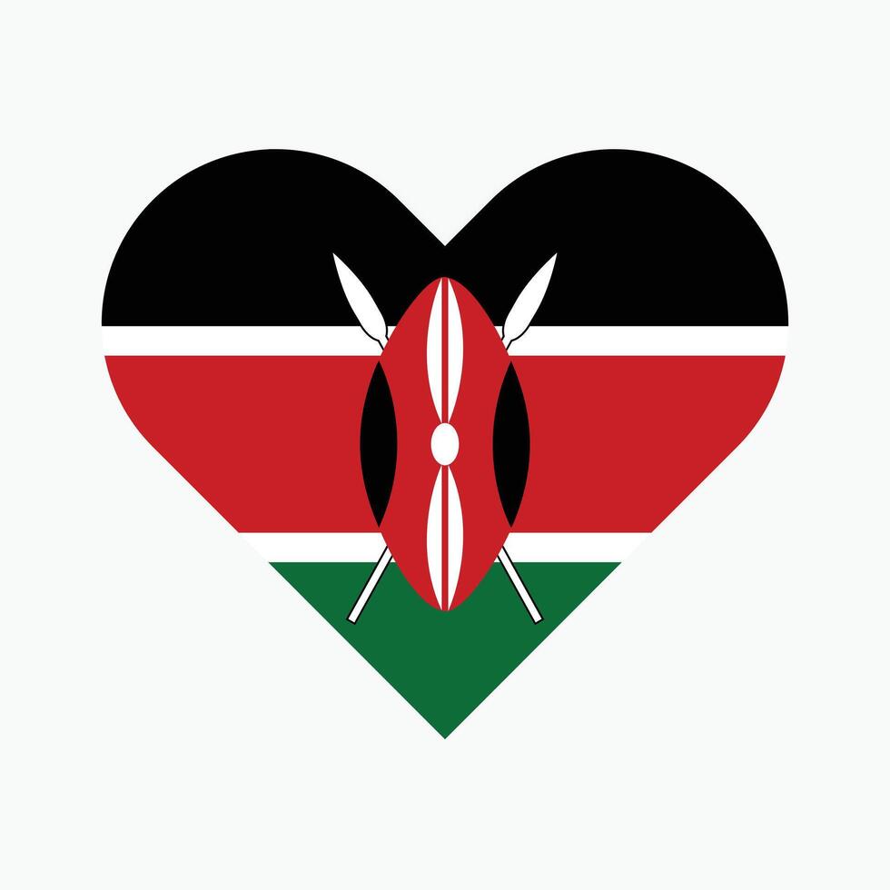 National Flag of Kenya. Kenya Flag. Kenya Heart flag. vector