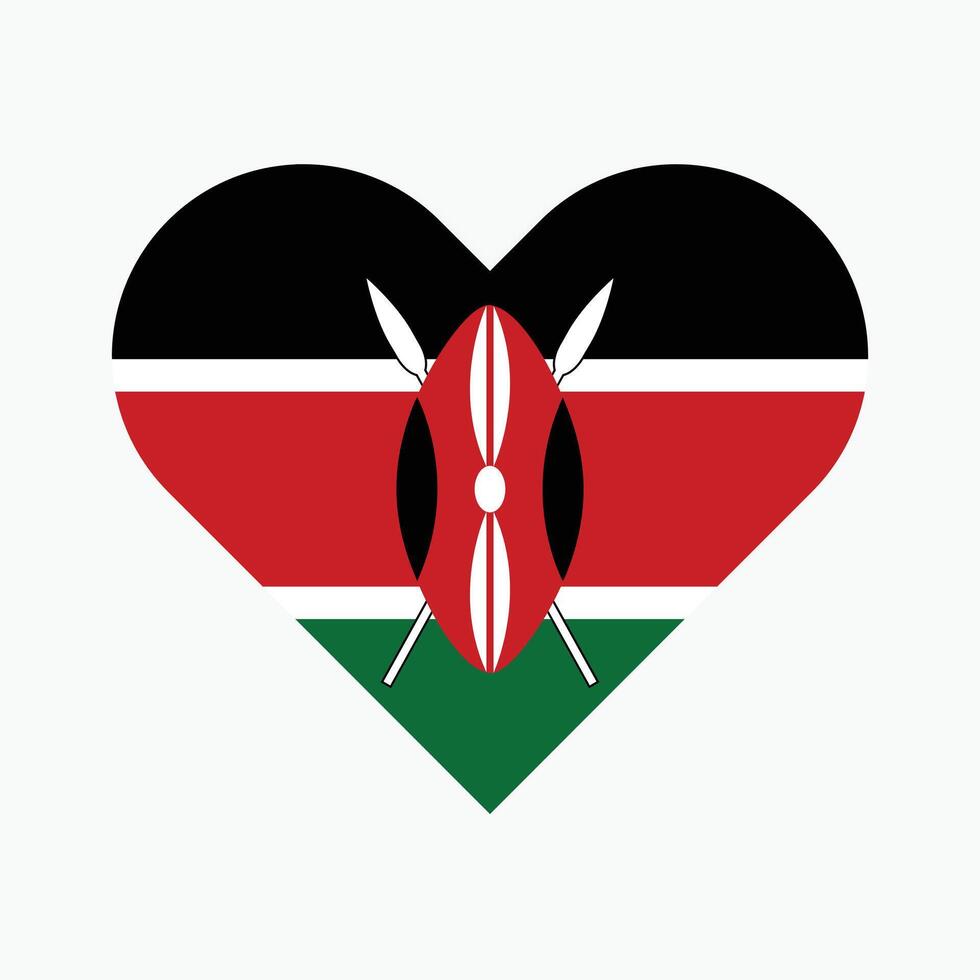 nacional bandera de Kenia. Kenia bandera. Kenia corazón bandera. vector