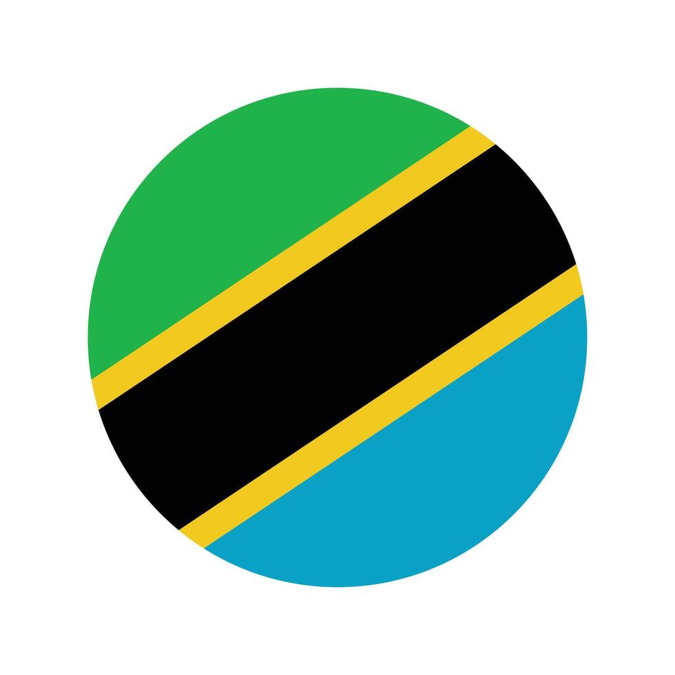 National Flag of Tanzania. Tanzania Flag. Tanzania Round flag. vector