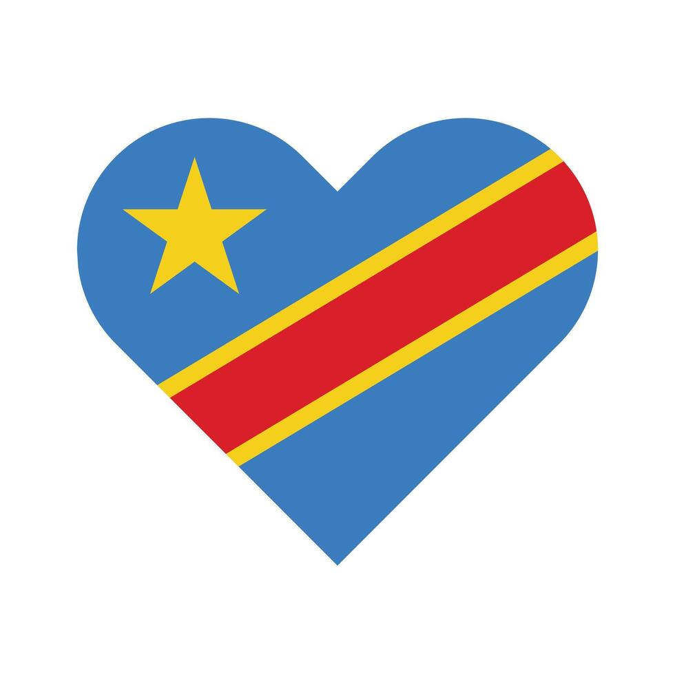 National Flag of Democratic Republic of the Congo. Democratic Republic of the Congo Flag. Democratic Republic of the Congo Heart flag. vector
