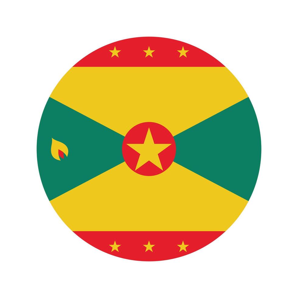 National flag of Grenada. Grenada Flag. Grenada Round flag. vector